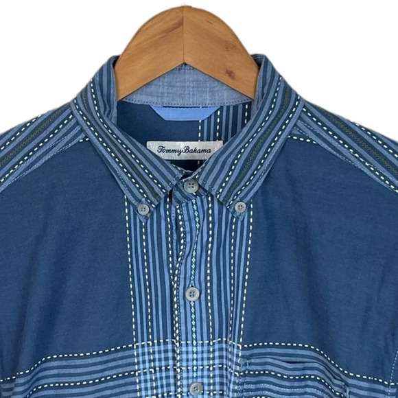 BF838 Mens Tommy Bahama Embroidered Stitch Stretch Casual Button Down Shirt S - Picture 3 of 5